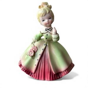 Vintage 1963 Inarco Porcelain Figurine Blonde Girl with Flowers